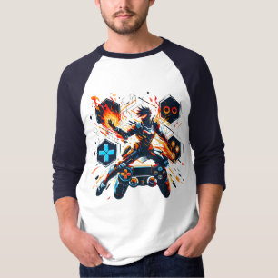 PlayStation Gaming Hero Fire Controller Art T-Shirt