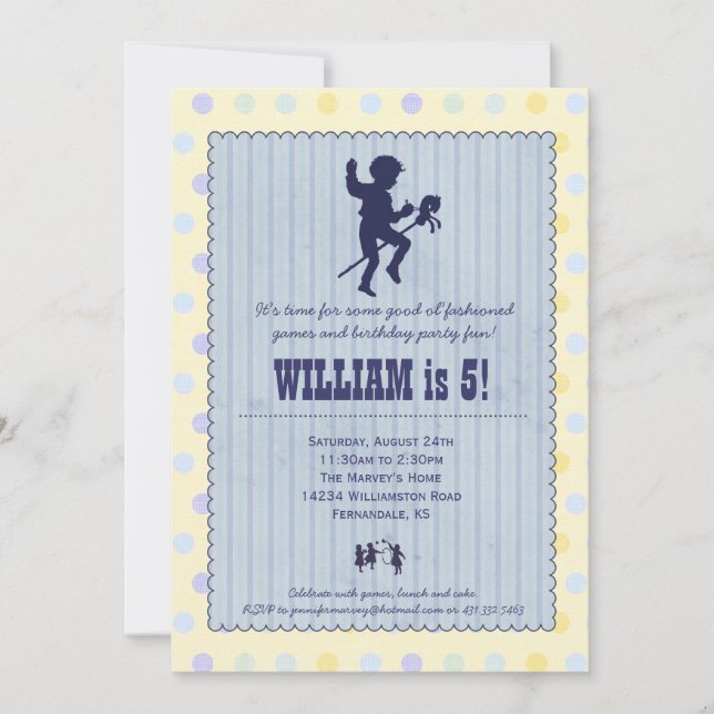 Playtime Fun Vintage Party Invitation - Boy (Front)