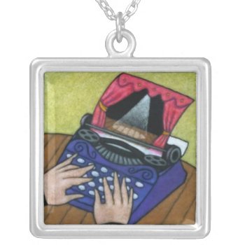 Playwright Silver Plated Necklace by Emily_E_Lewis at Zazzle