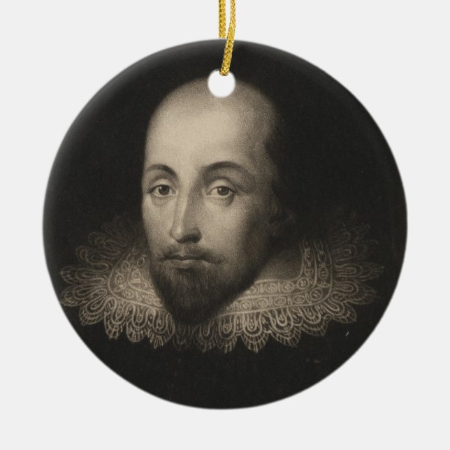 Playwright William Shakespeare by Cornelius Jansen Ceramic Ornament (Front)