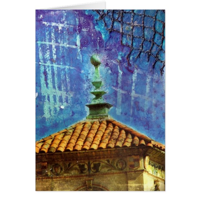 Plaza Building Mixed Media Collage Cards (Front)