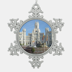Plaza de Cibeles, Madrid Snowflake Pewter Christmas Ornament