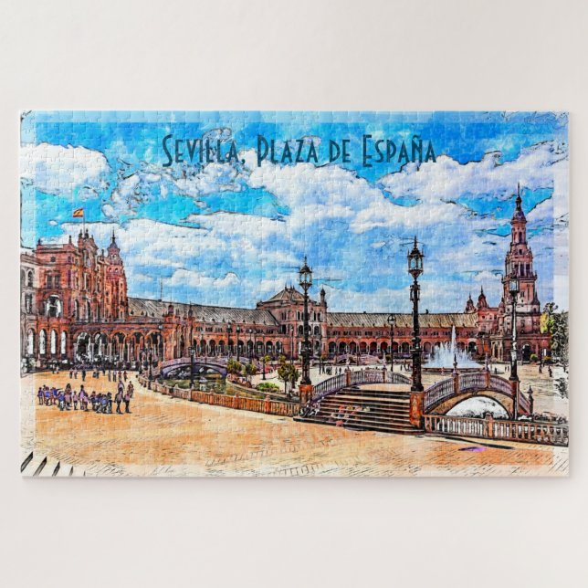 Plaza de España, Seville, Spain. Jigsaw Puzzle (Horizontal)