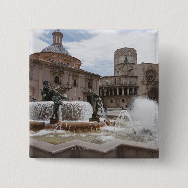 Plaza De La Virgin And Basilica De Virgen Button (Front)