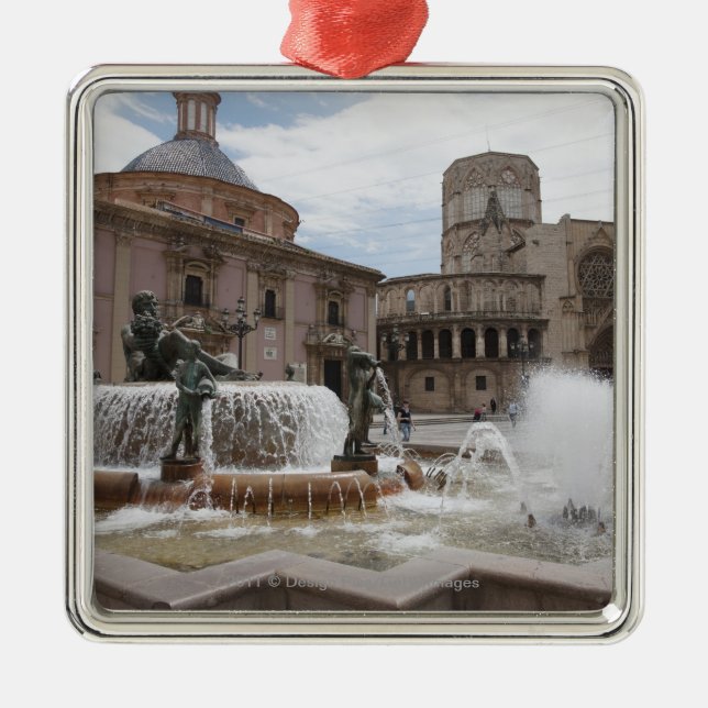 Plaza De La Virgin And Basilica De Virgen Metal Ornament (Front)