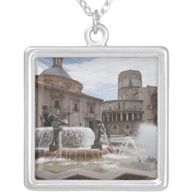 Plaza De La Virgin And Basilica De Virgen Silver Plated Necklace (Front)
