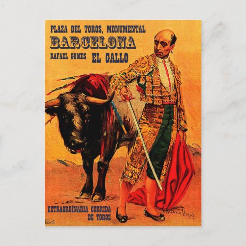 Plaza del toros bullfighter Barcelona vintage Postcard