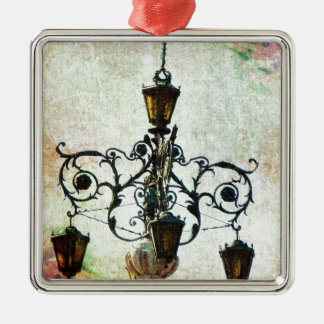 Plaza Light Floral Grunge Metal Ornament