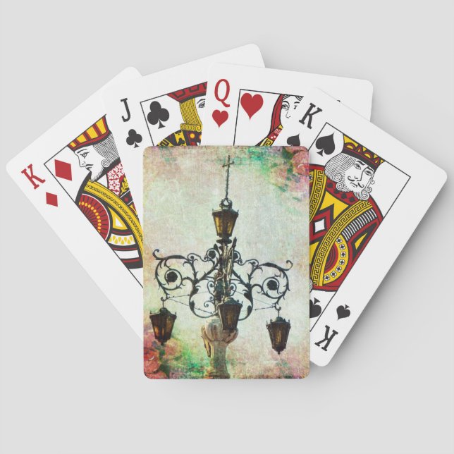 Plaza Light Floral Grunge Poker Cards (Back)