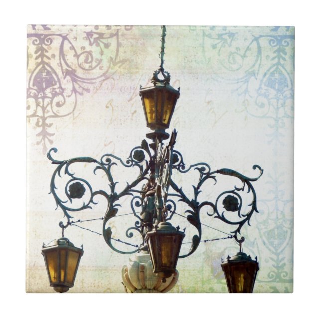 Plaza Light With Pastel Background Ceramic Tile (Front)