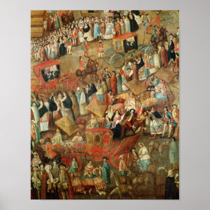 Plaza Mayor in Mexico, detail of carriages Poster