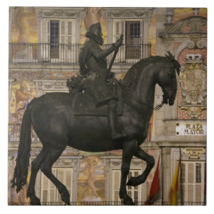 Plaza Mayor with statue of Filipe III, Madrid, Ceramic Tile