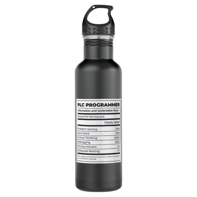 PLC Programmer Funny Programming Facts Stainless Steel Water Bottle (Front)
