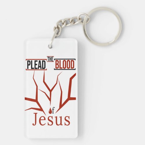 Plead the Blood of Jesus Keychain Over White