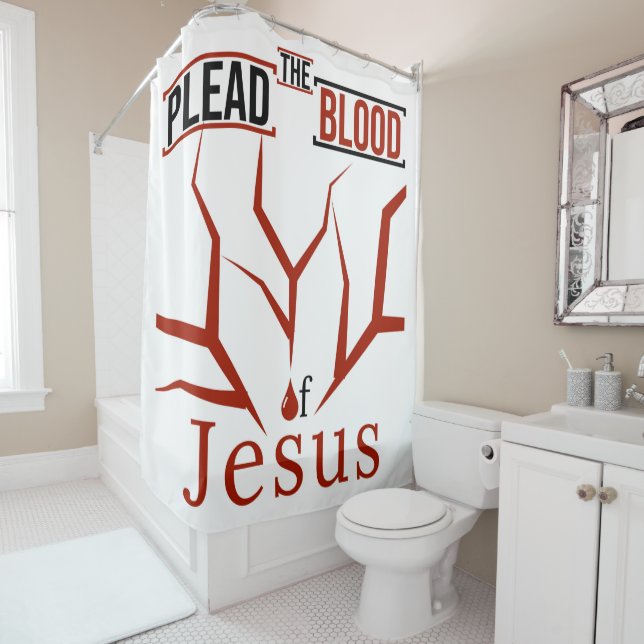 Plead the Blood of Jesus Shower Curtain (White) (In Situ)