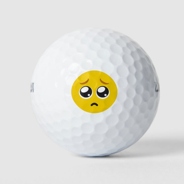 Pleading Face Emoji Golf Balls (Front)