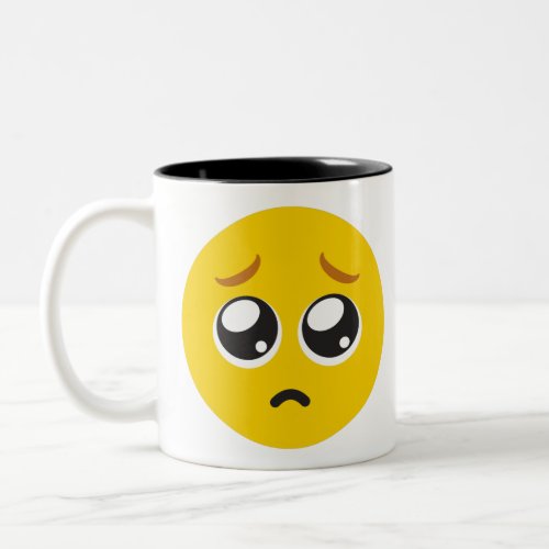 Pleading Face Emoji Two_Tone Coffee Mug