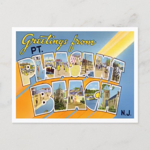 Pleasant Beach New Jersey Vintage Big Letters Postcard