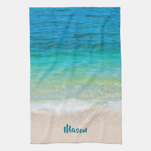 Pleasant Beach (with personalized name) Kitchen Towel (Vertical)