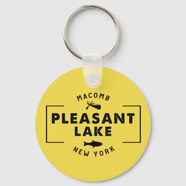 Pleasant Lake 2.25" Basic Button Keychain (Front)