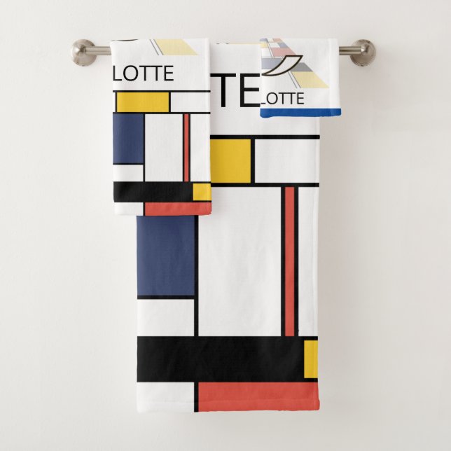 Pleasant Neoplasticism Art Monogram. Letter C Bath Towel Set (Insitu)