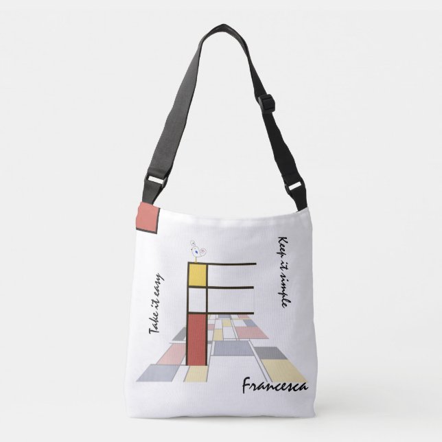Pleasant Neoplasticism Art Monogram. Letter F Crossbody Bag (Front)