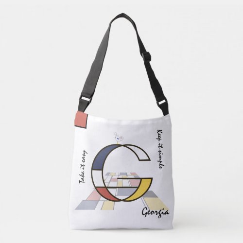 Pleasant Neoplasticism Art Monogram Letter G Crossbody Bag