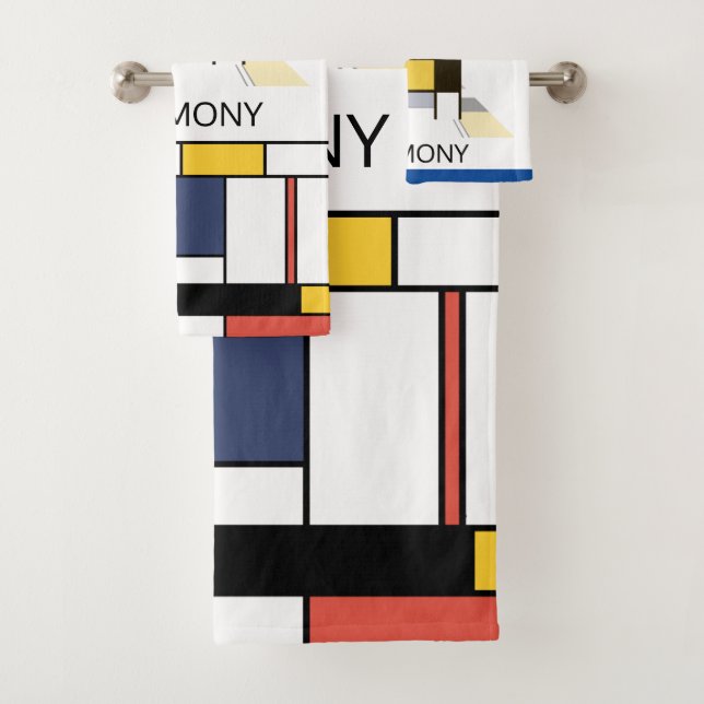 Pleasant Neoplasticism Art Monogram. Letter H Bath Towel Set (Insitu)