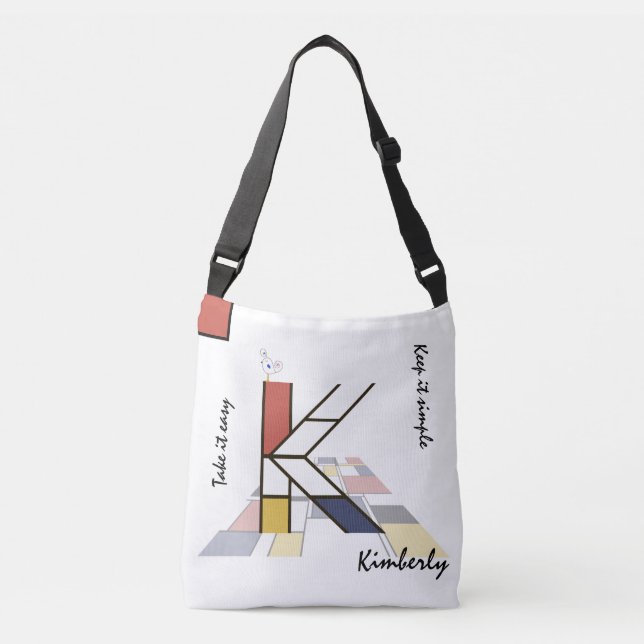 Pleasant Neoplasticism Art Monogram. Letter K Crossbody Bag (Front)