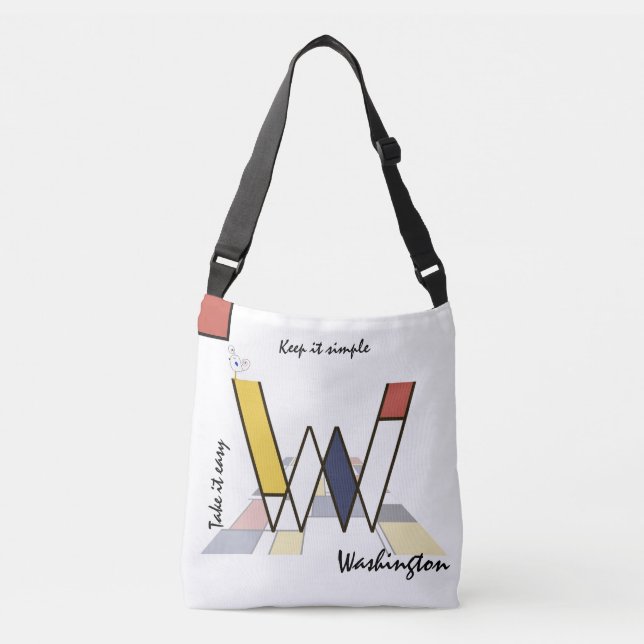 Pleasant Neoplasticism Art Monogram. Letter W Crossbody Bag (Front)