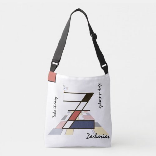 Pleasant Neoplasticism Art Monogram Letter Z Crossbody Bag