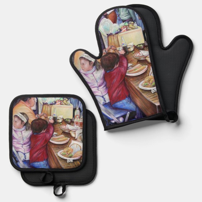 Pleasant Picnic, Mexico Oven Mitt & Pot Holder Set (Front/Back)