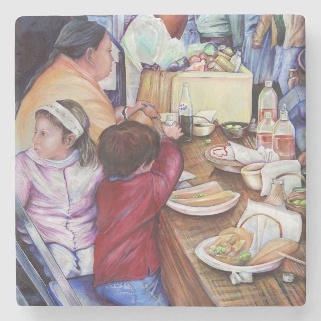 Pleasant Picnic, Mexico Stone Coaster (Front)