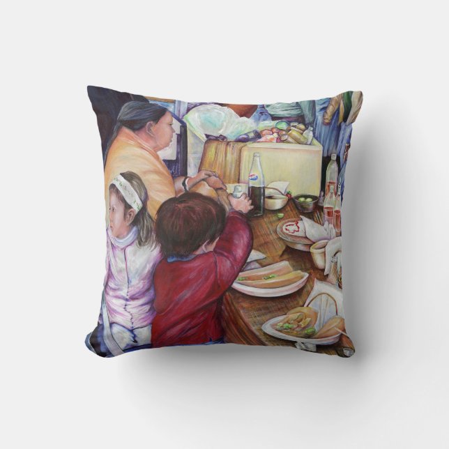 Pleasant Picnic, Mexico Throw Pillow (Front)