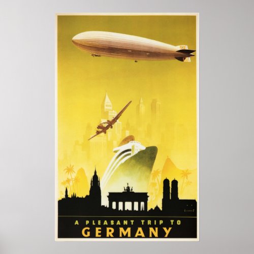 Pleasant Trip To GERMANY Vintage Travel Poster Ad