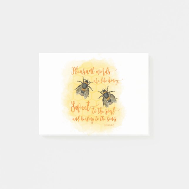 Pleasant words bee Bible Quote Post-it Notes (Front)