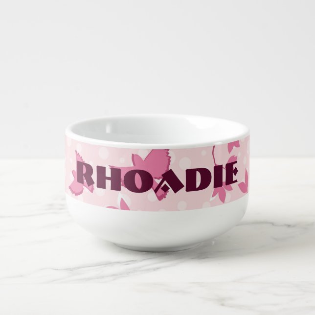 Pleasantly Pink Branches and Birds Soup Mug (Front)