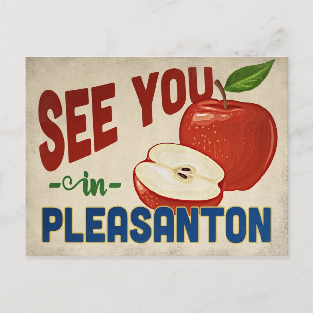 Pleasanton California Apple - Vintage Travel Postcard (Front)