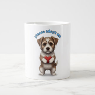 Please Adopt Me – Cute Rescue Dog Illustration wit Giant Coffee Mug