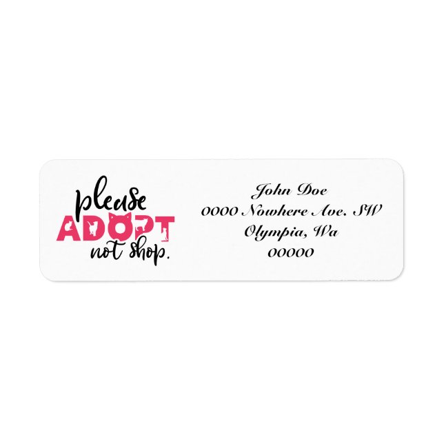 Please Adopt Not Shop Pet Rescue Address Labels (Front)
