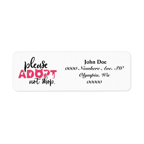 Please Adopt Not Shop Pet Rescue Address Labels