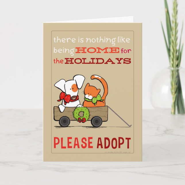 Please Adopt Patch n Rusty Home for Christmas Holiday Card (Front)