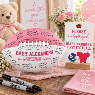 Please Autograph Football Girl Baby Shower Pink Holder