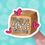 Please Be Gentle Cute Fragile Box Hearts Business Sticker at Zazzle
