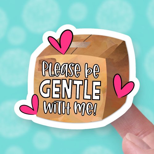 Please Be Gentle Cute Fragile Box Hearts Business Sticker