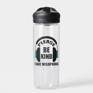 Please Be Kind I Have Misophonia Awareness Water Bottle
