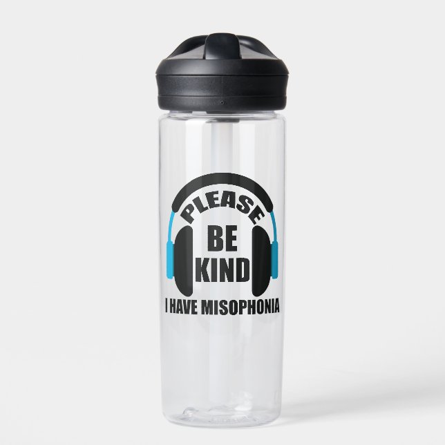 Please Be Kind I Have Misophonia Awareness Water Bottle (Front)