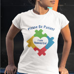 Please Be Patient I Am Nonverbal Autism Mutism T-Shirt<br><div class="desc">Please be patient,  I am nonverbal. A cool autism awareness puzzle piece design with a cute heart shaped cutout and blue writing. A great t-shirt for an autistic person or a neurodivergent friend. Also great for someone with selective mutism.</div>