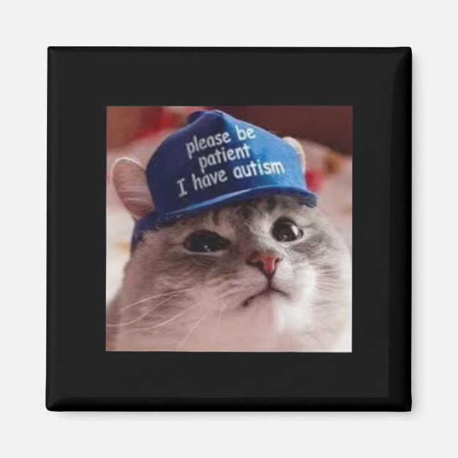 Please Be Patient I Have Autism Cat Funny  Magnet (Front)