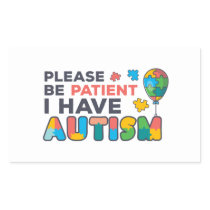 Please Be Patient I Have Autism Multicolor Puzzles Rectangular Sticker